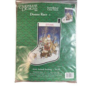 Candamar Designs Inc. Embellished Cross Stitch Kit 51130 Arctic Animals Stocking